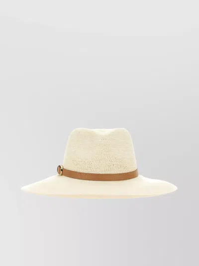Helen Kaminski Avignon Wide Brim Woven Leather Buckle Hat