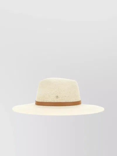 Helen Kaminski Avignon Wide Brim Woven Leather Buckle Hat