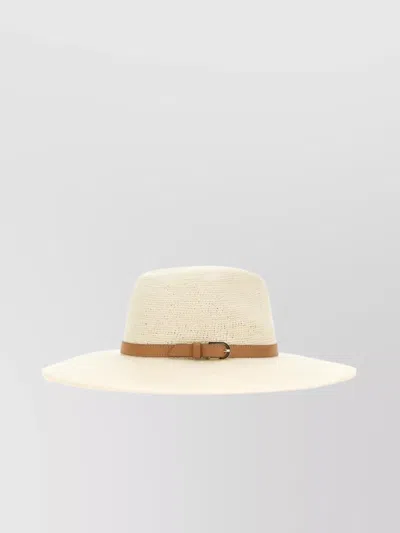 Helen Kaminski Avignon Wide Brim Woven Leather Buckle Hat