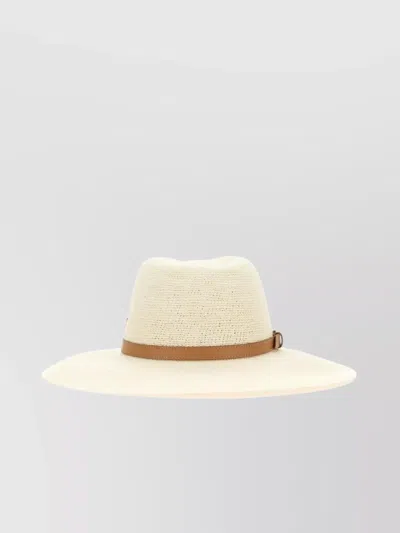 Helen Kaminski Avignon Wide Brim Woven Leather Buckle Hat
