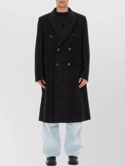 Our Legacy Oversize Double-breasted Coat Notched Lapels In Black