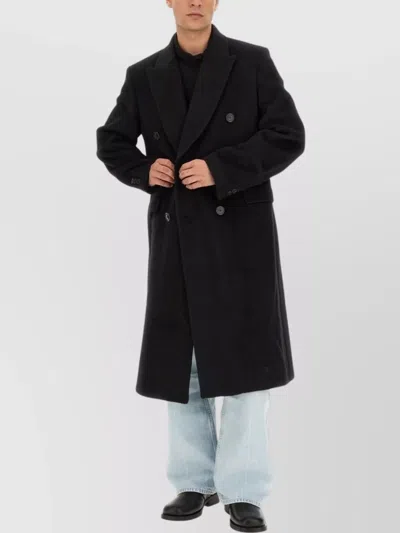 Our Legacy Oversize Double-breasted Coat Notched Lapels In Black