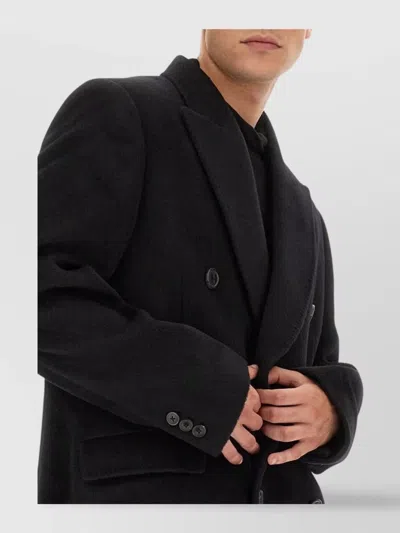 Our Legacy Oversize Double-breasted Coat Notched Lapels In Black