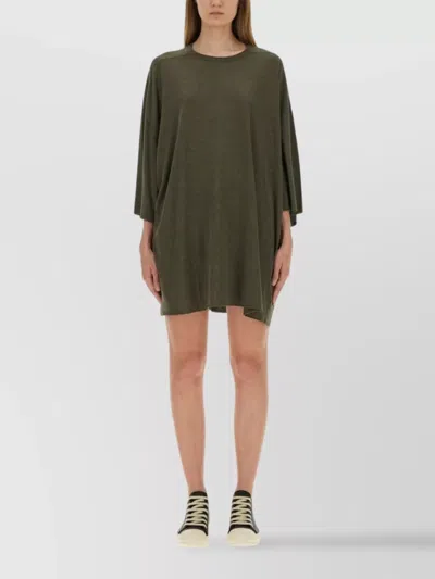 Rick Owens Oversize T-shirt Asymmetric Hem Drawstring Detail In Green