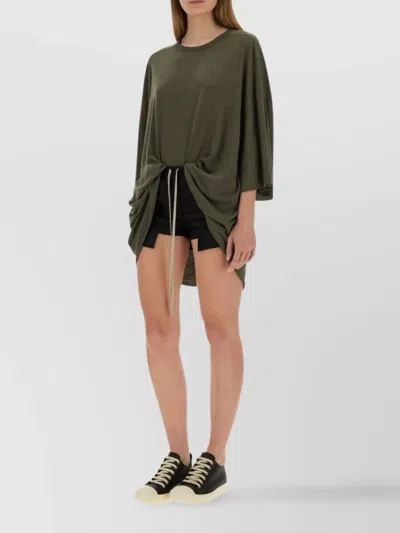 Rick Owens Oversize T-shirt Asymmetric Hem Drawstring Detail In Green