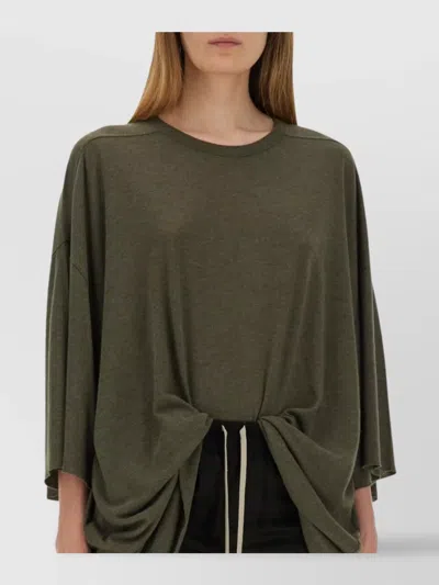 Rick Owens Oversize T-shirt Asymmetric Hem Drawstring Detail In Green