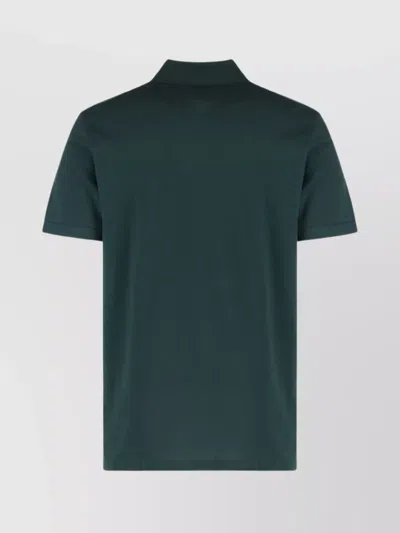 Hugo Boss Ribbed Collar Polo Shirt With Side Slits In Green