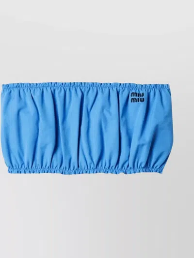 Miu Miu Cropped Top Popeline Spaghetti Straps In Blue