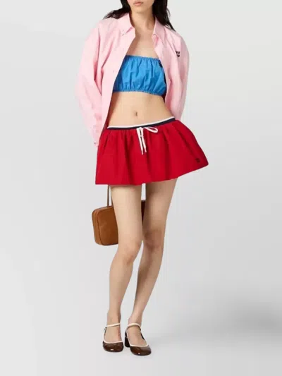 Miu Miu Cropped Top Popeline Spaghetti Straps In Blue
