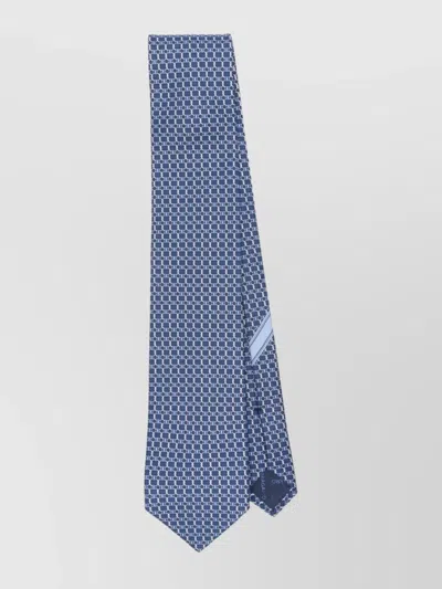 Ferragamo Aida Silk Tie Geometric Pattern In Blue