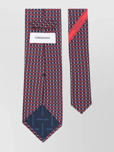 Ferragamo Geometric-pattern Silk Tie Contrast Trim In Multi