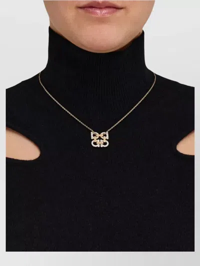 Ferragamo Crystal Four Gancini Pendant Necklace