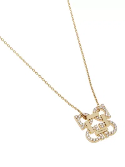 Ferragamo Crystal Four Gancini Pendant Necklace