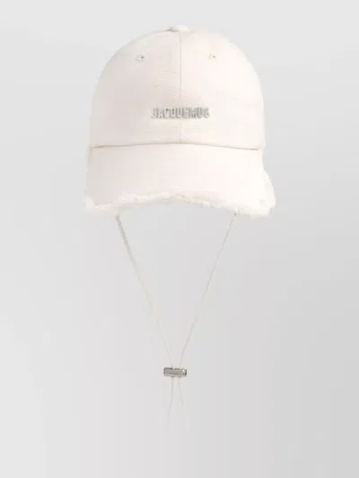 Jacquemus Artichoke Cap With Chin Strap And Frayed Edges