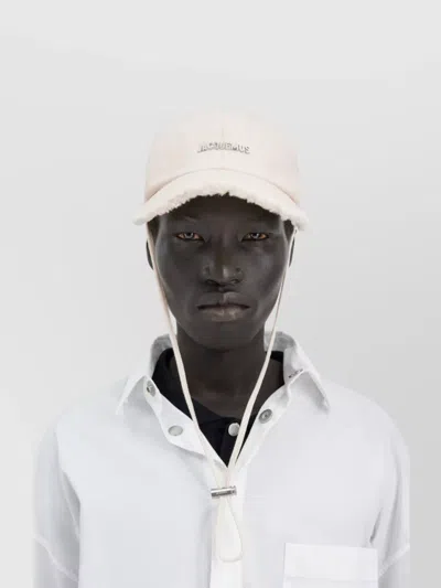 Jacquemus Artichoke Cap With Chin Strap And Frayed Edges