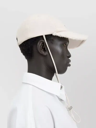 Jacquemus Artichoke Cap With Chin Strap And Frayed Edges