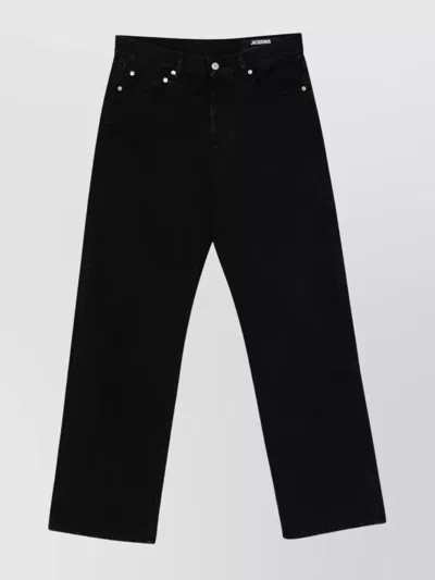 Jacquemus Straight Denim Pants Featuring Belt Loops In Black