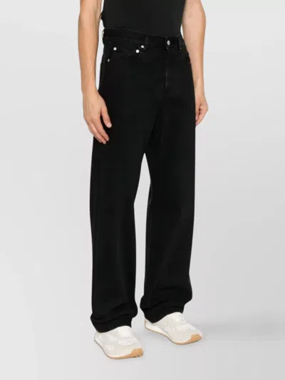 Jacquemus Straight Denim Pants Featuring Belt Loops In Black