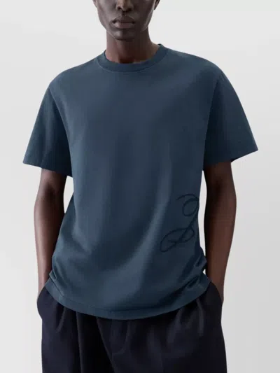 Jacquemus Mens Dark Navy Logo-embroidered Cotton T-shirt