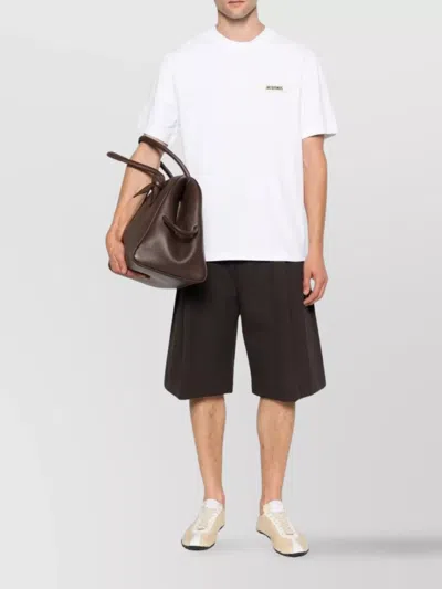 Jacquemus 'le T-shirt Gros Grain' White T-shirt With Logo Patch On The Front