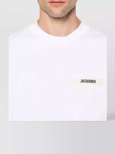Jacquemus 'le T-shirt Gros Grain' White T-shirt With Logo Patch On The Front