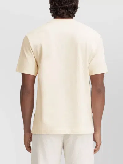 Jacquemus 'le T-shirt Gros Grain' Beige T-shirt With Logo Patch On The Front In Metallic