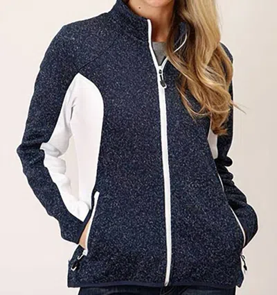 Roper Women's Sweater Knit Fleece Jacket In Navy/white