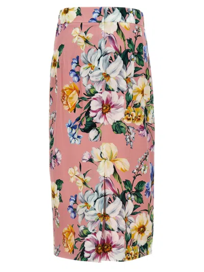 Dolce & Gabbana Stertch Silk Skirt With Multicolor Floral Print