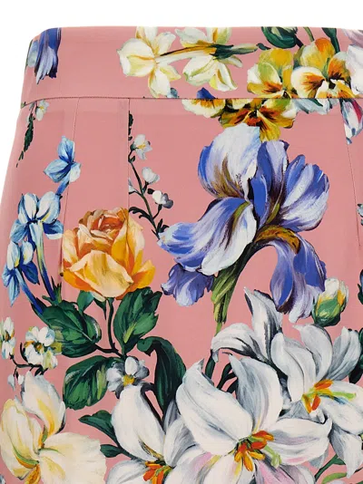 Dolce & Gabbana Stertch Silk Skirt With Multicolor Floral Print