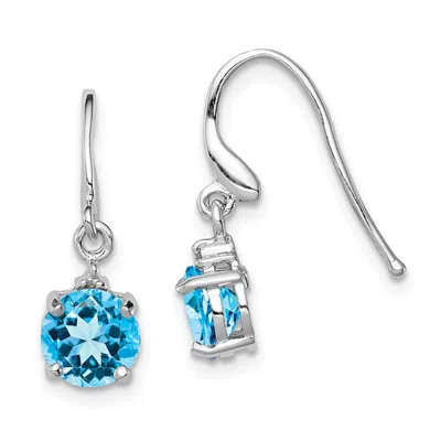 Diamond2deal Sterling Silver Rhodium-plated Blue Topaz And Diamond Wire Earrings