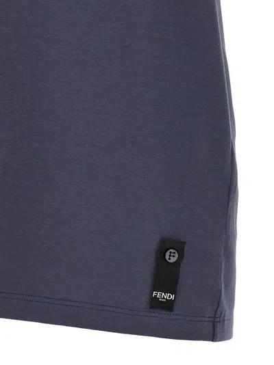 Fendi Cotton T-shirt With Ff Detail In Blue