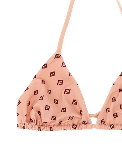 Fendi Micro Patchwork Bikini Top In Pink