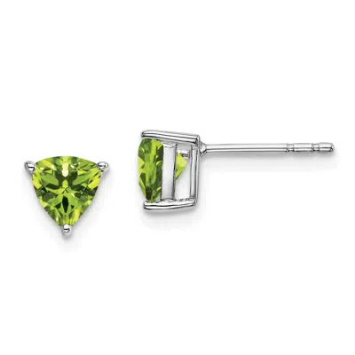Diamond2deal 14k White Gold Trillion Peridot Earrings