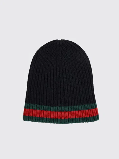 Gucci Sylvie Web Ribbed Knit Beanie In Black