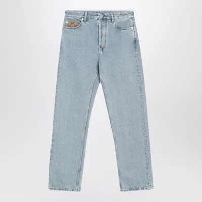Gucci Washed Denim Pant With Gg Insert In Blue