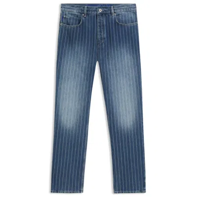 Hugo Boss Baggy-fit Jeans In Blue Pinstriped Denim In Blue