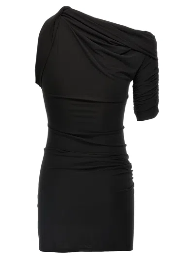 Jacquemus La Mini Robe Drapeado Asymmetric Draped Stretch-jersey Mini Dress In Black