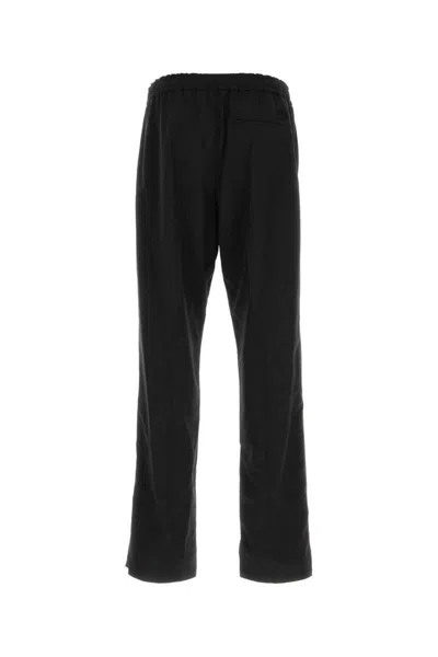 Ferragamo Trousers Wool Blend Elastic Waistband In Black