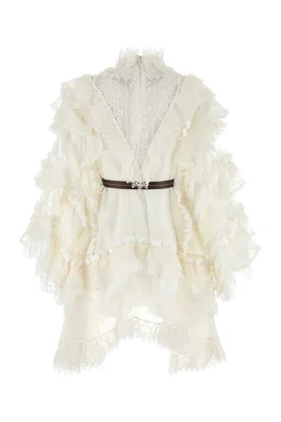 Zimmermann Women Ivory Organdie Crush Mini Dress In Neutral