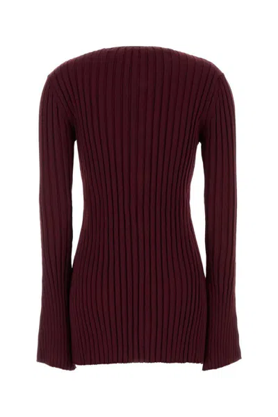 Stella Mccartney Cotton Cardigan With Ribbed Texture And Pockets In Burgundy