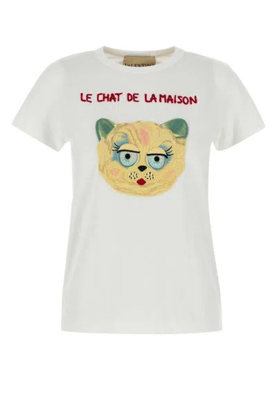 Valentino Silk T-shirt With Short Sleeves And Graphic Print In White