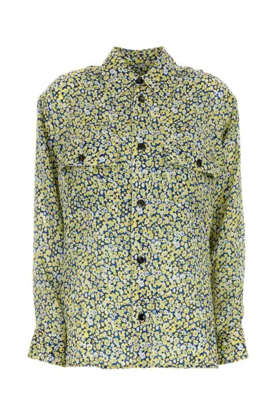 Bottega Veneta Women Printed Silk Shirt In Green
