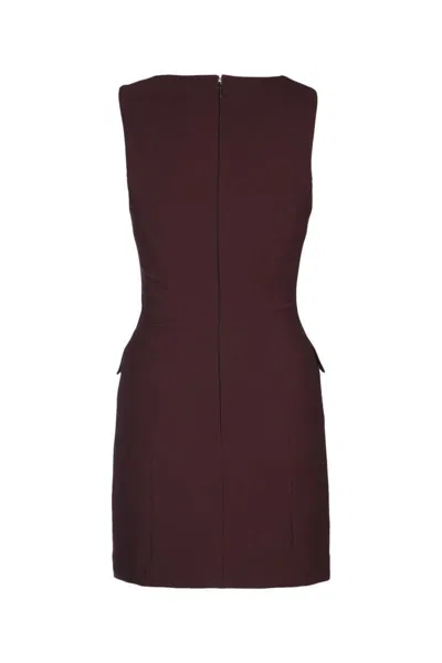 Elisabetta Franchi Sleeveless Floral Peplum Balloon Dress In Burgundy
