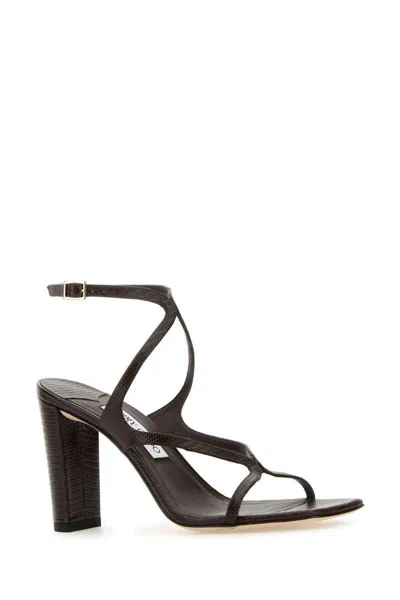 Jimmy Choo Brown Leather Azie 85 Sandals