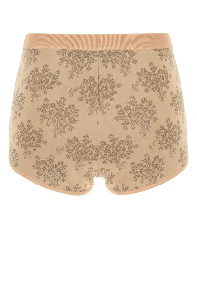 Fendi Viscose Shorts With Embroidered Floral Pattern In Neutral