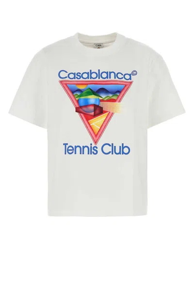 Casablanca Crew Neck Graphic Print Short Sleeves Top In White
