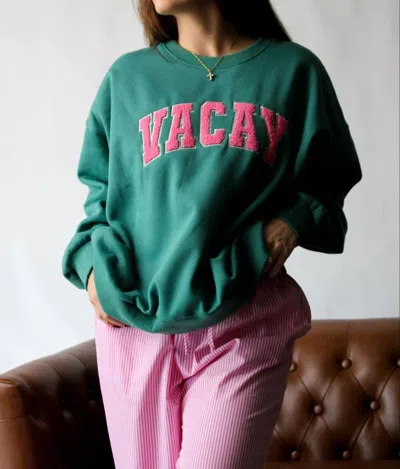 Wishlist Vacay Pullover Sweatshirt In Teal And Pink
