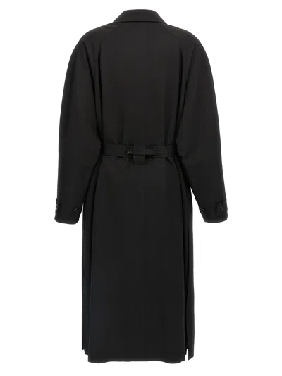 Lemaire Women Wool Trench Coat In Black