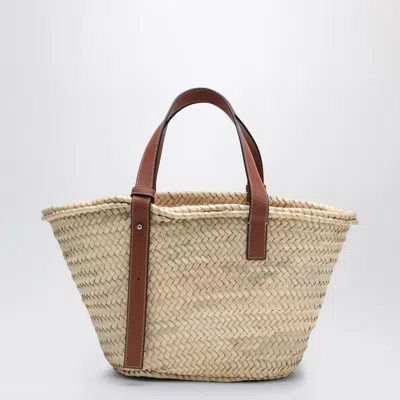 Loewe Medium-sized Basket Bag In Palm Leaf And Leather Women