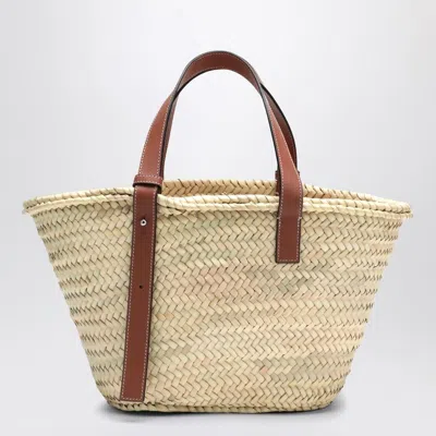 Loewe Medium-sized Basket Bag In Palm Leaf And Leather Women